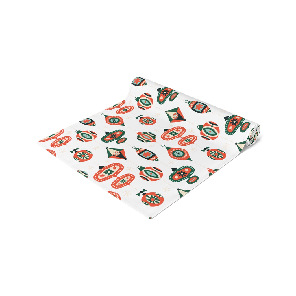 Atomic Retro Christmas Ornaments Atomic Mid Century Retro Style Holiday Table Runner - Cotton Or Polyester