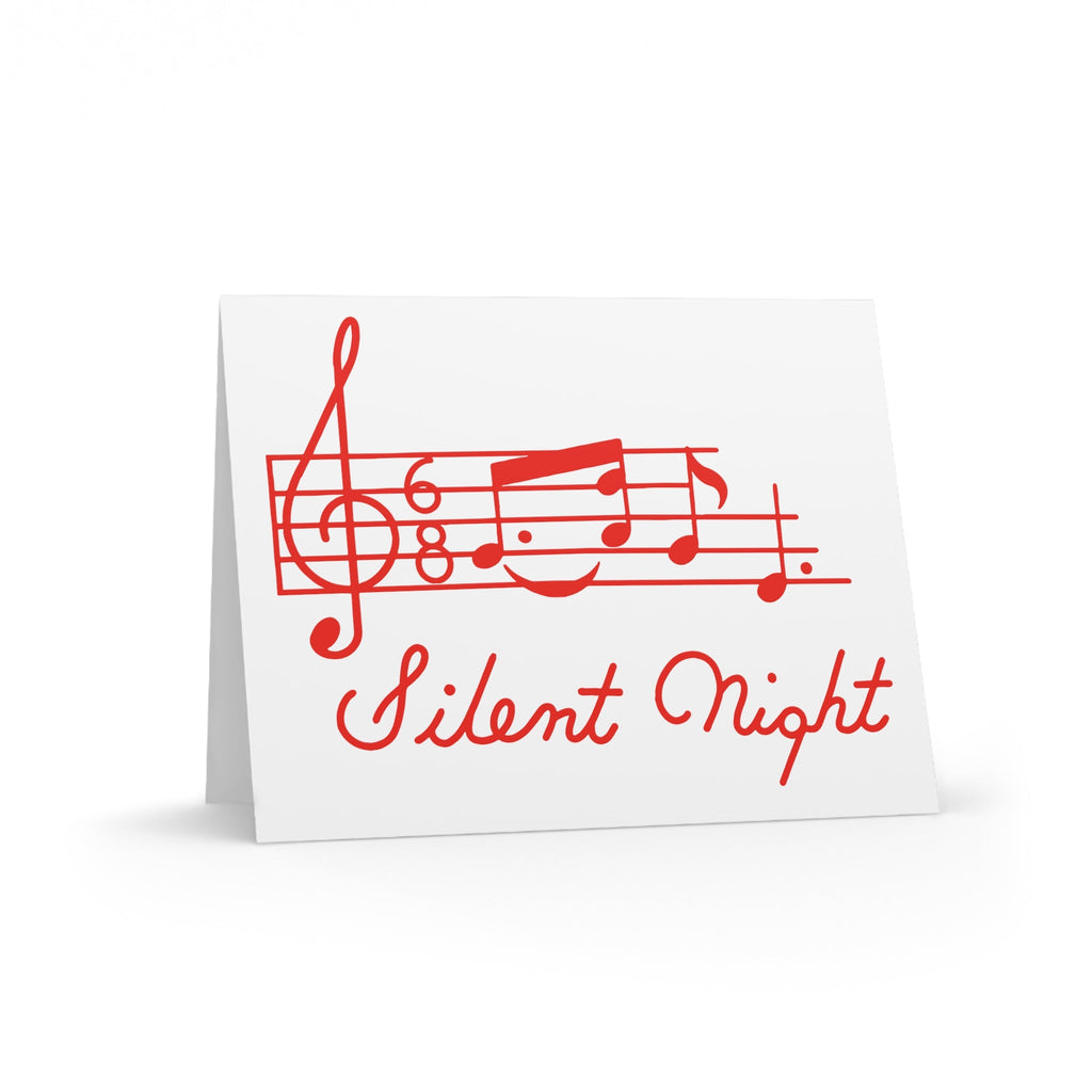 Silent Night Music 50s Mid Century Retro Christmas Print Matte Greeting Cards (8, 16, and 24 pcs)