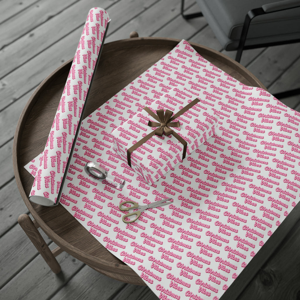 Pink Christmas Vibes Retro Style Christmas Holiday Gift Wrap Paper - Glossy Or Matte