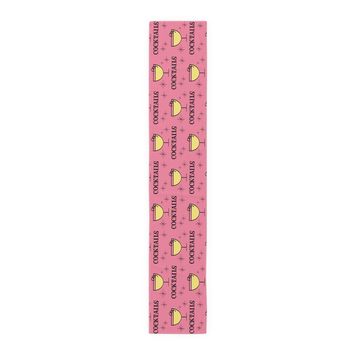 Cocktails Pink Atomic Mid Century Retro Style Design Cotton Poly Table Runner