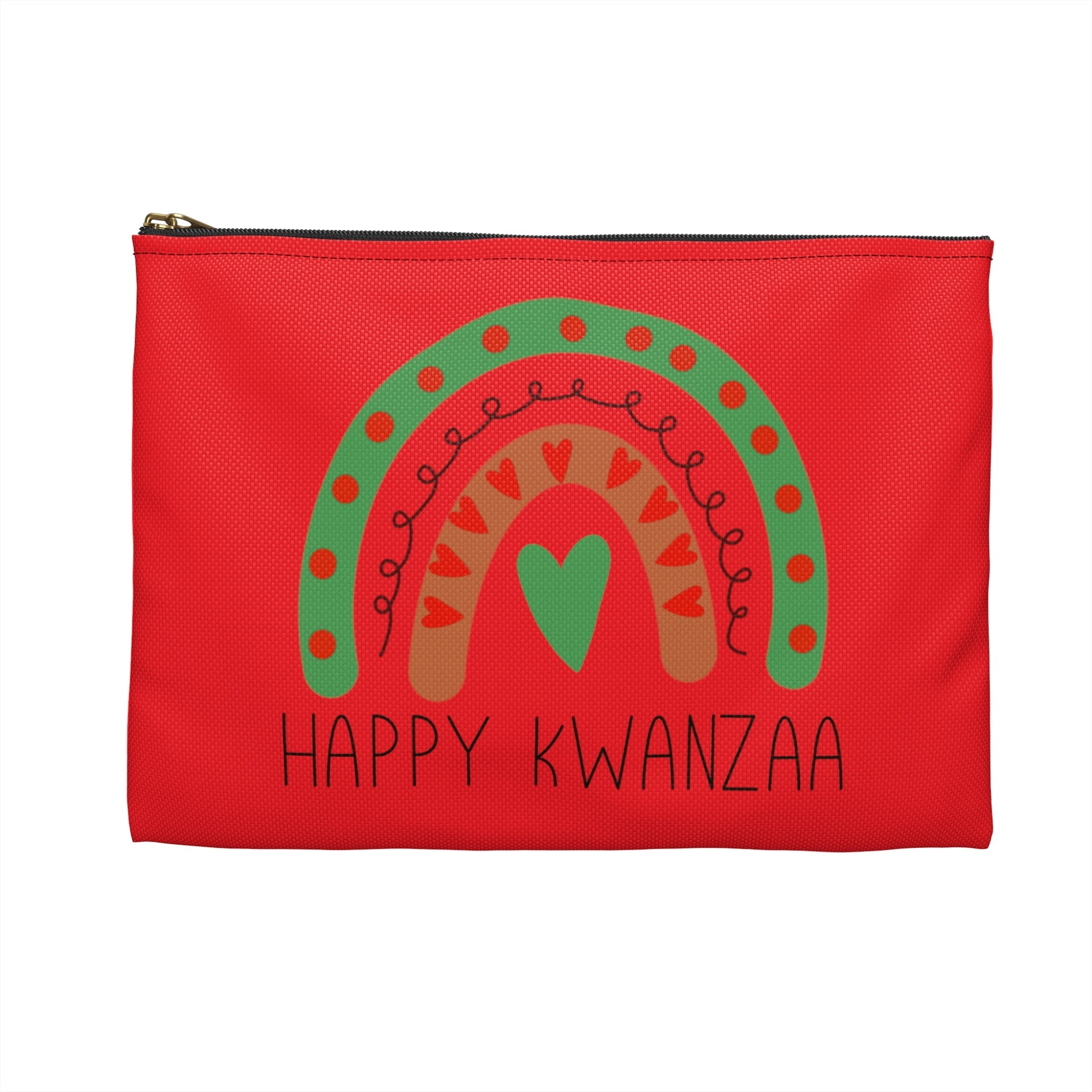 Happy Kwanzaa Rainbow Red Polyester Accessory Pouch Travel Bag
