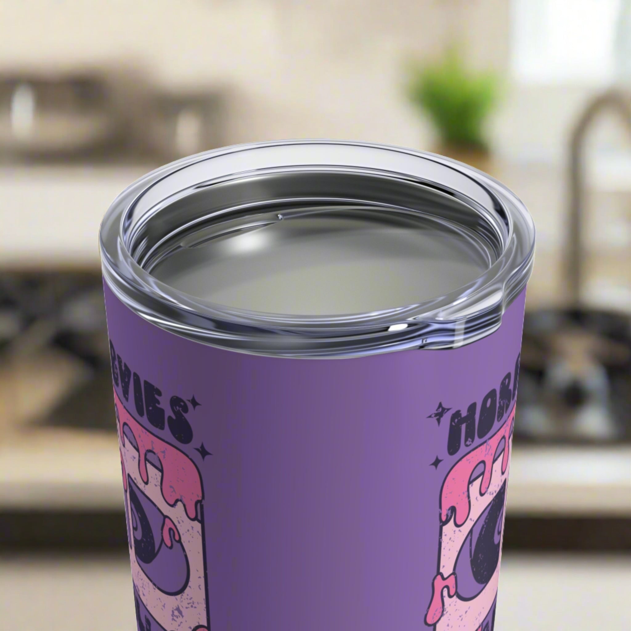 Horror Movies And Chill VHS Distressed Purple Halloween Retro Stainless Steel Tumbler 10oz
