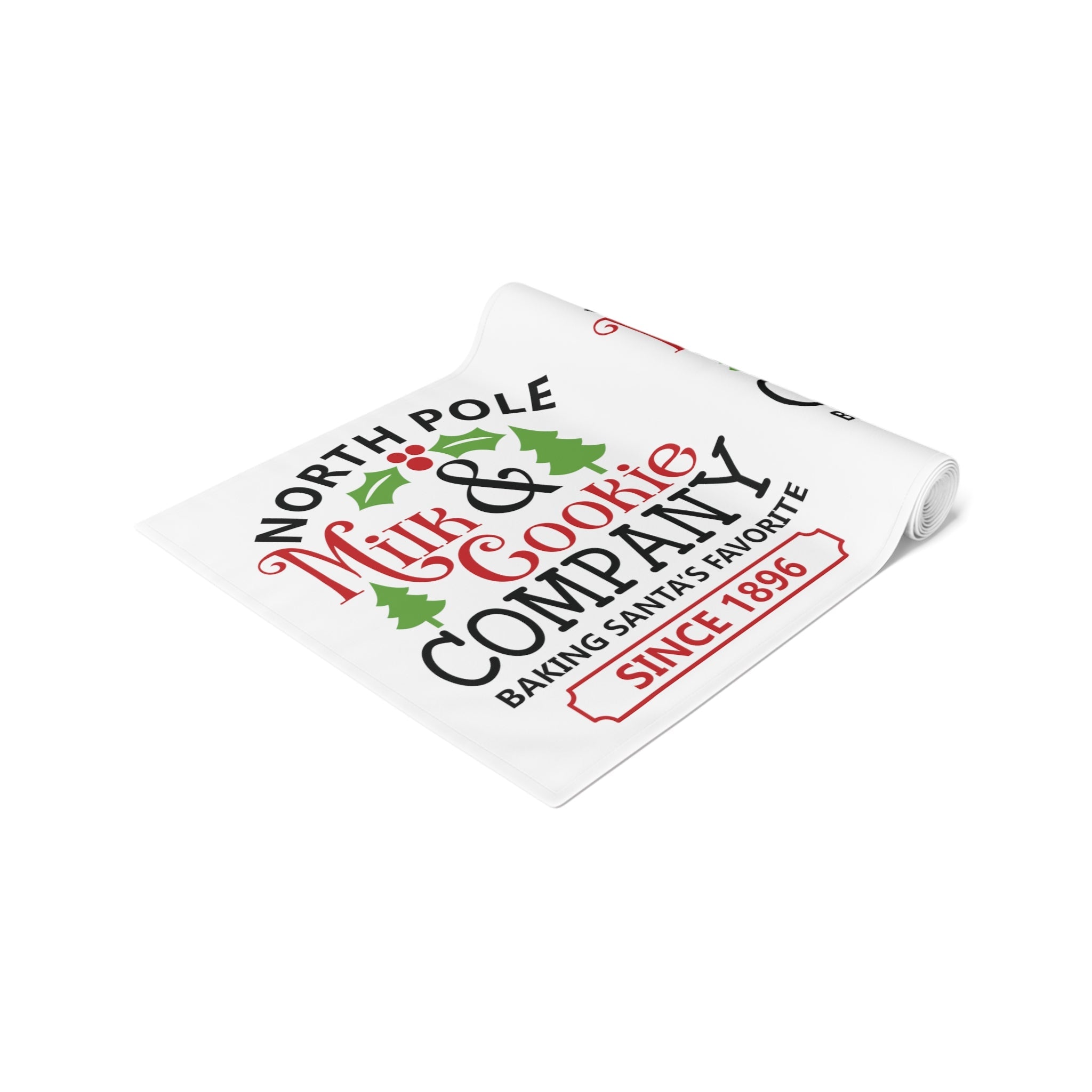 North Pole Milk And Cookie Company Christmas Print Home Decor Cotton Poly Table Runner