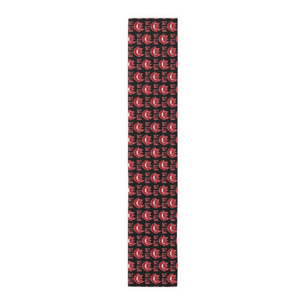 Bite Me Vampire Fangs Bloody Halloween Black Decor Cotton Poly Table Runner