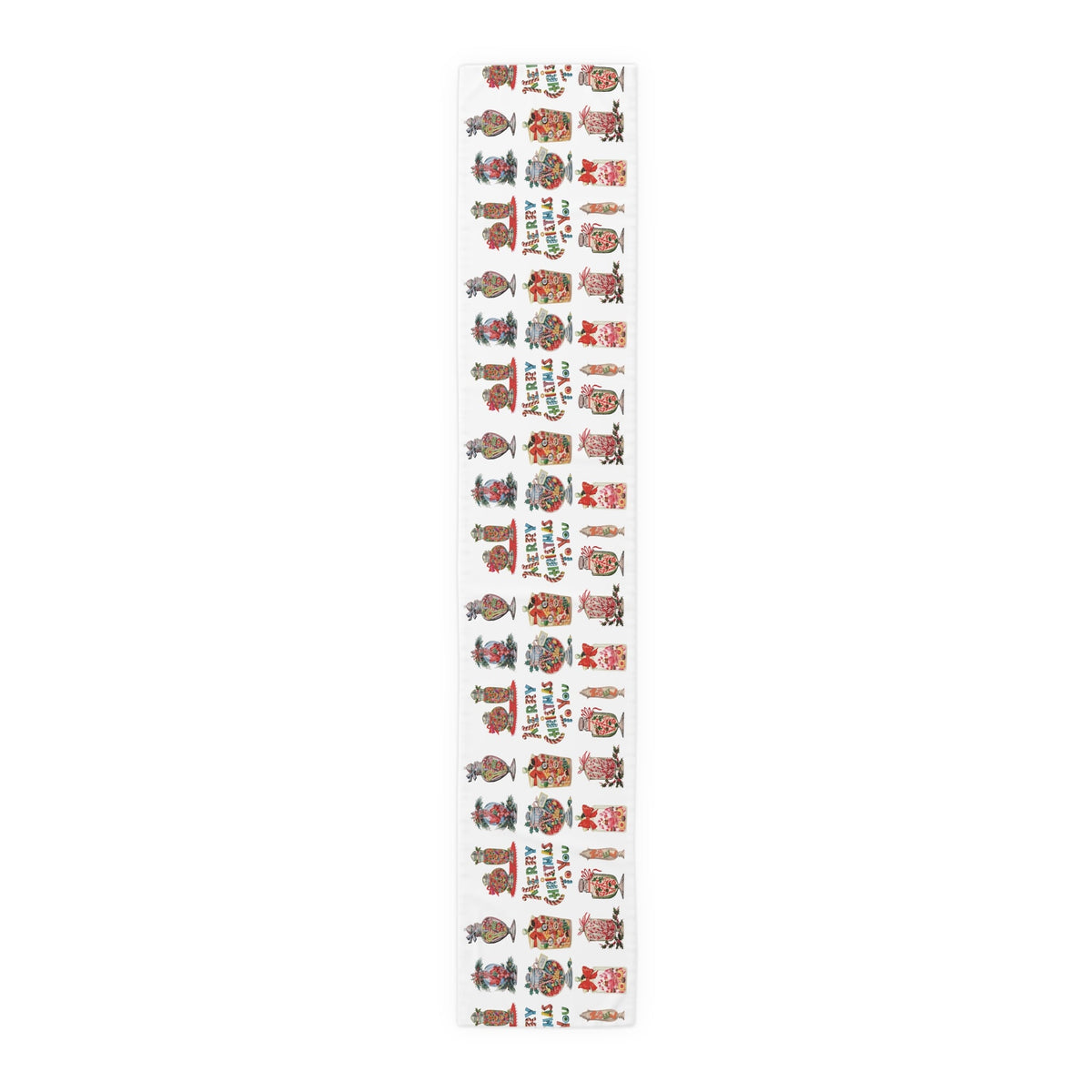 Merry Christmas To You Candy Retro Polyester Table Runner
