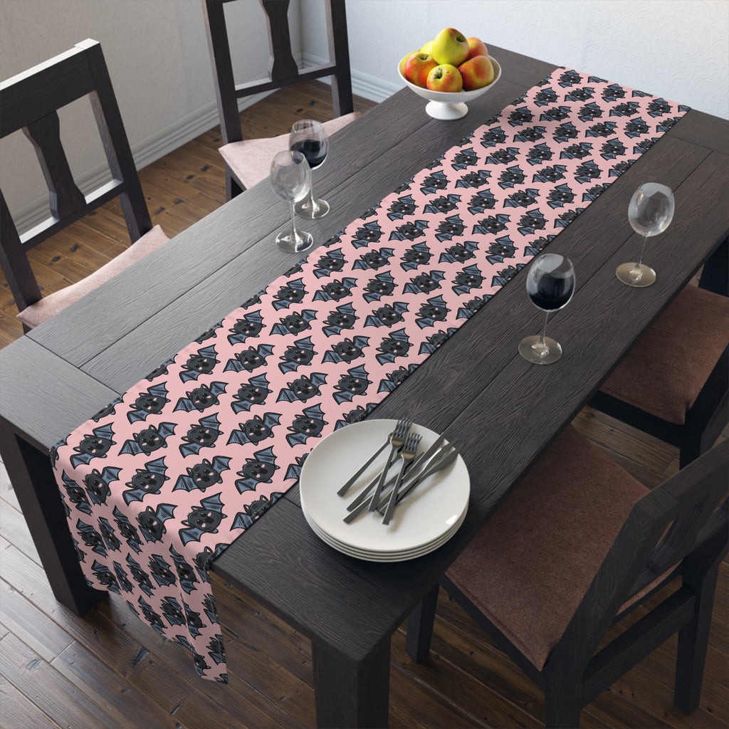 Halloween Bats Pink Fall Autumn Cotton Poly Table Runner