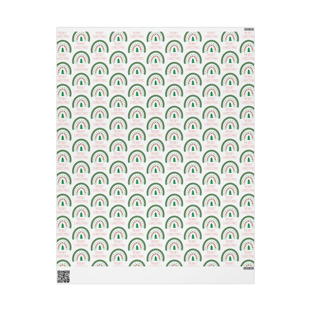 Merry Christmas Boho Rainbow Christmas Print Holiday Gift Wrap Paper - Glossy Or Matte