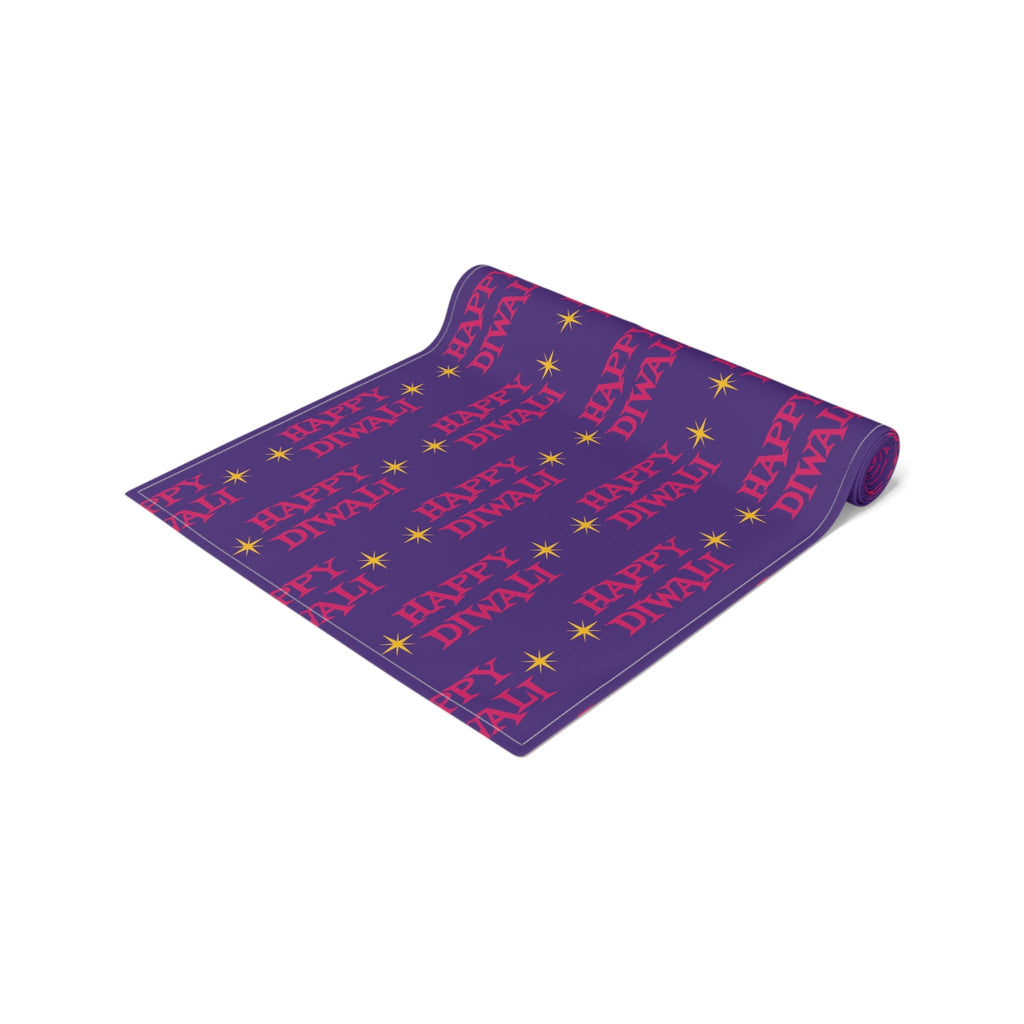 Happy Diwali Atomic Mid Century Retro Style Holiday Table Runner - Cotton Or Polyester