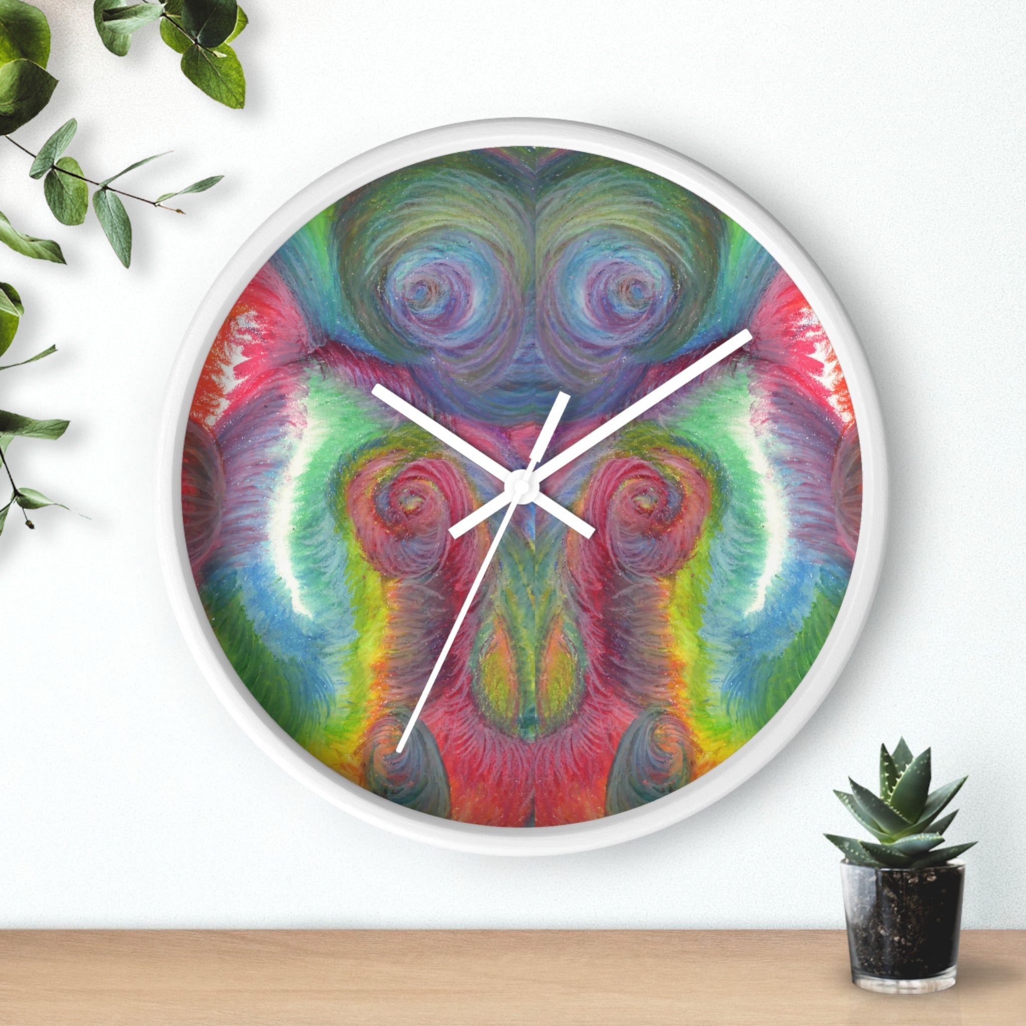 Celestial Friend Caden Caraco White Wooden Silent Wall Clock