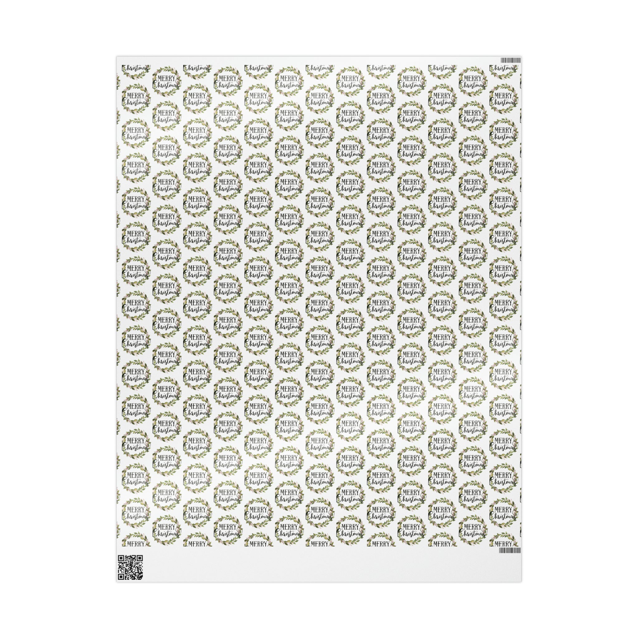 Merry Christmas Wreath Retro Style Christmas Print Holiday Gift Wrap Paper - Glossy Or Matte