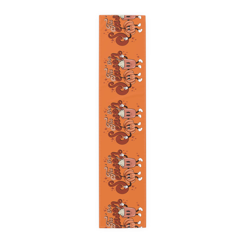 Tis The Season For Pumpkin Spice Retro Style Fall Autumn Decor Cotton PolyTable Runner