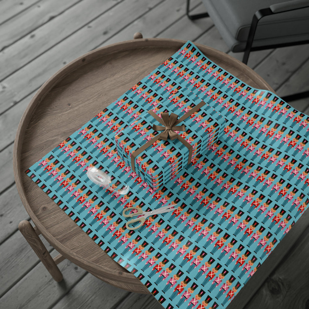Christmas Toy Soldiers Blue Mid Century Retro Christmas Style Holiday Gift Wrap Paper - Glossy Or Matte
