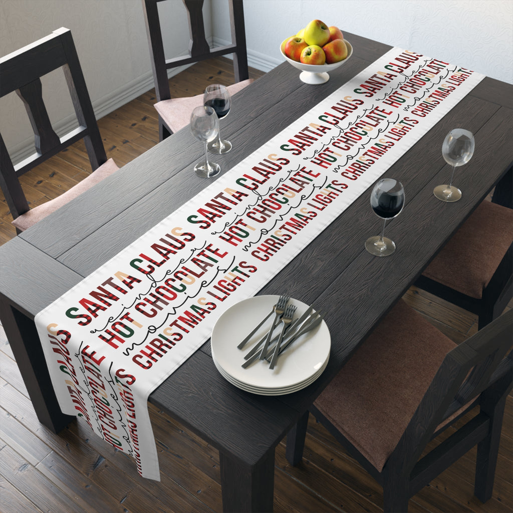 Santa Claus Reindeer Hot Chocolate Movies Christmas Lights Christmas Print Home Decor Cotton Poly Table Runner