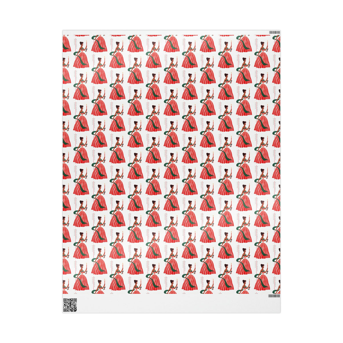 Happy Holidays Christmas Lady With Candle Retro Christmas Print Holiday Gift Wrap Paper - Glossy Or Matte