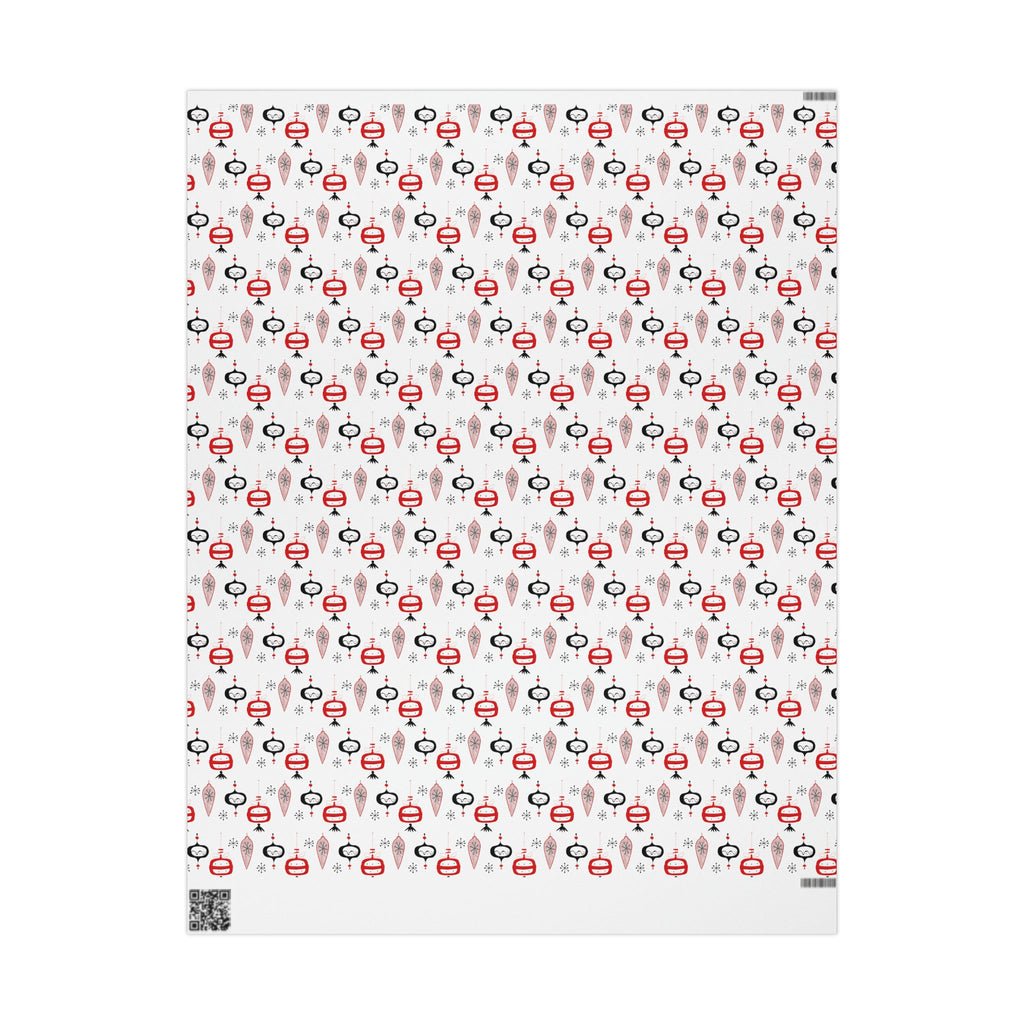 Retro Christmas Ornaments Mid Century Retro Christmas Print Holiday Gift Wrap Paper - Glossy Or Matte