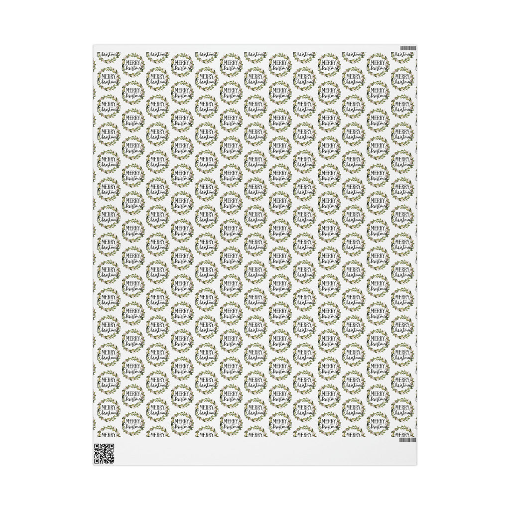 Merry Christmas Wreath Retro Style Christmas Print Holiday Gift Wrap Paper - Glossy Or Matte