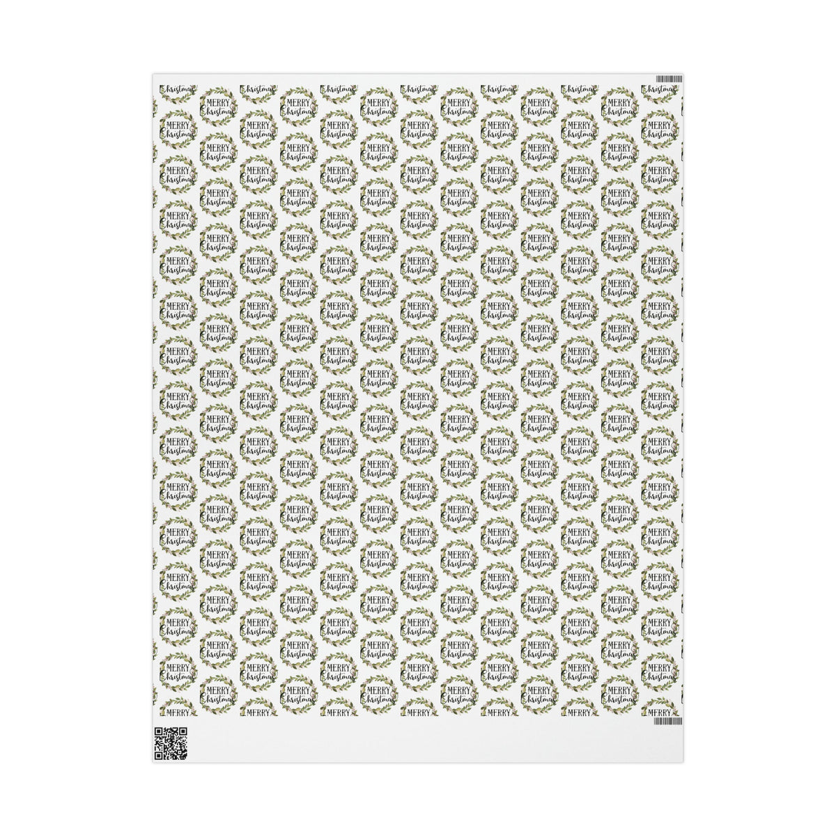 Merry Christmas Wreath Retro Style Christmas Print Holiday Gift Wrap Paper - Glossy Or Matte