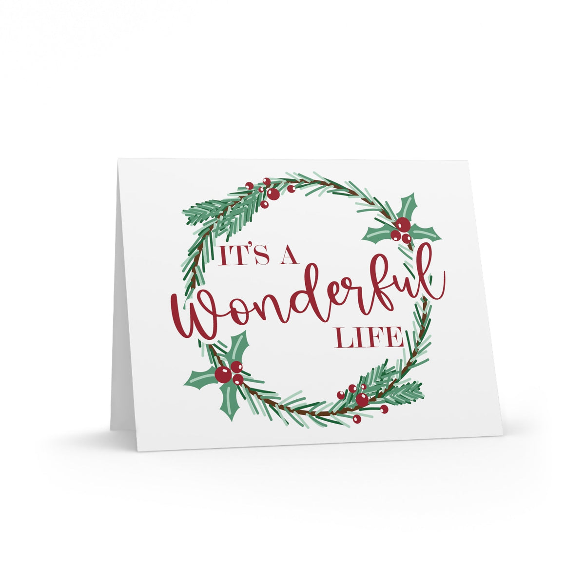 It's A Wonderful Life Christmas Wreath Matte Greeting Cards (8, 16, and 24 pcs)