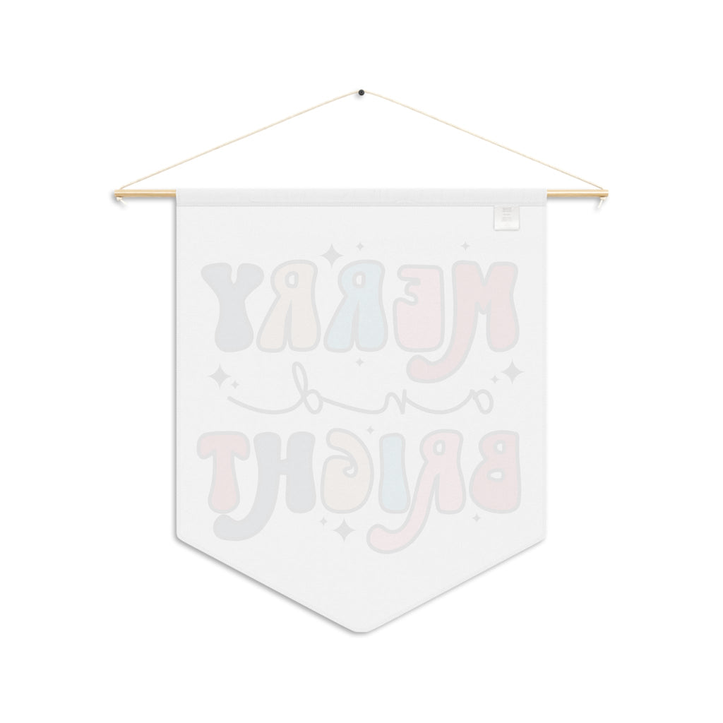 Merry And Bright Christmas Print Wall Hanging Banner Flag