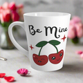 Be Mine Valentine's Day Pair Of Cherries Retro Style Ceramic Latte Coffee Mug