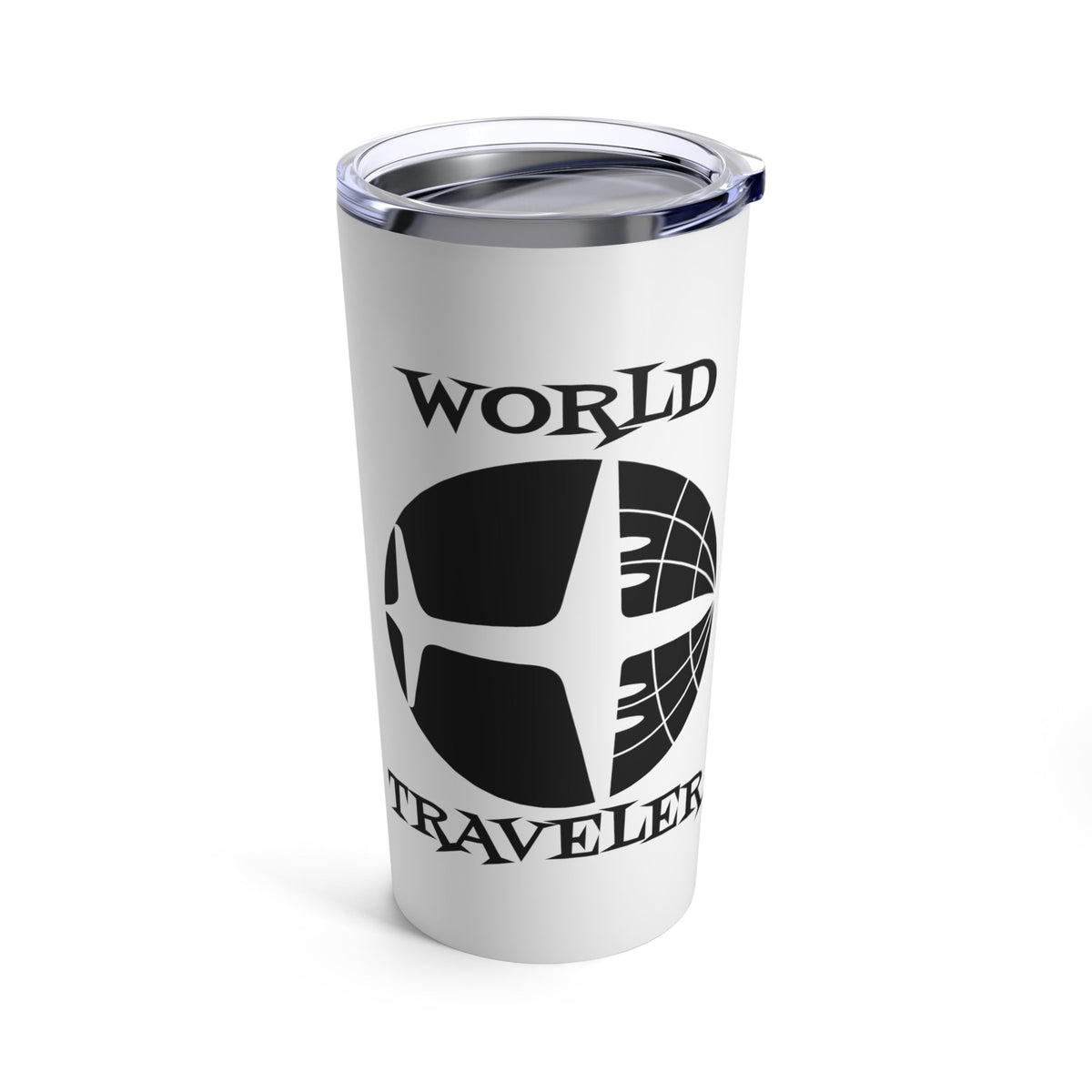 World Traveler Airplane Globe Atomic Mid Century Retro Travel Print Stainless Steel Tumbler 20oz