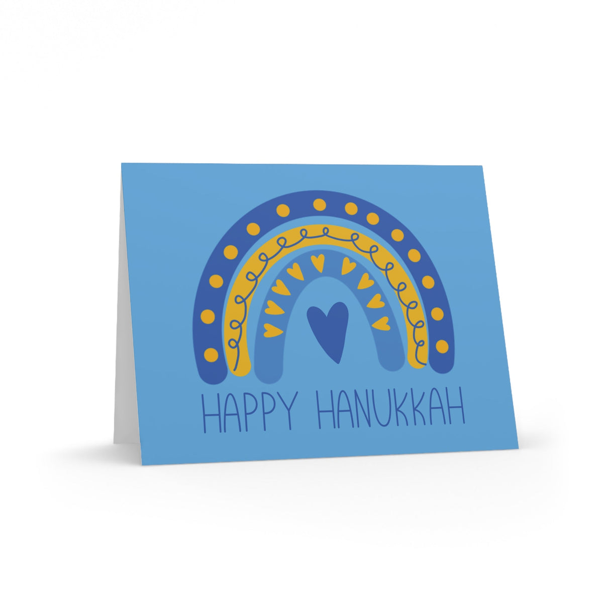 Happy Hanukkah Boho Rainbow Retro Style Matte Greeting Cards (8, 16, and 24 pcs)