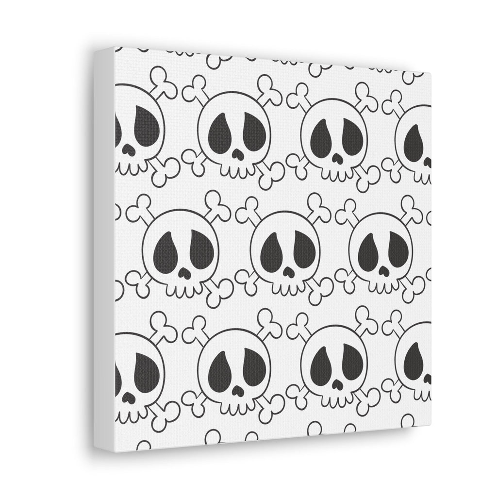 Cute Skulls Halloween Black And White Print Canvas Gallery Wrap