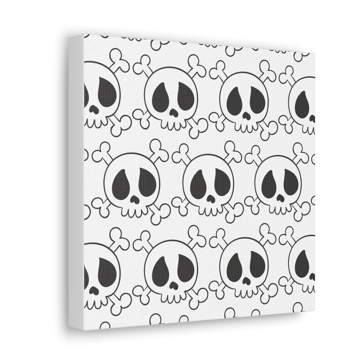 Cute Skulls Halloween Black And White Print Canvas Gallery Wrap