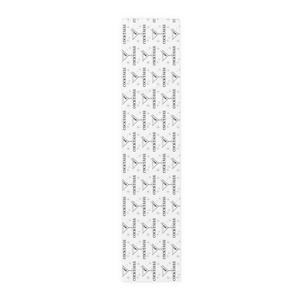 Martini Cocktails Atomic Mid Century Retro Style Print Cotton Poly Table Runner