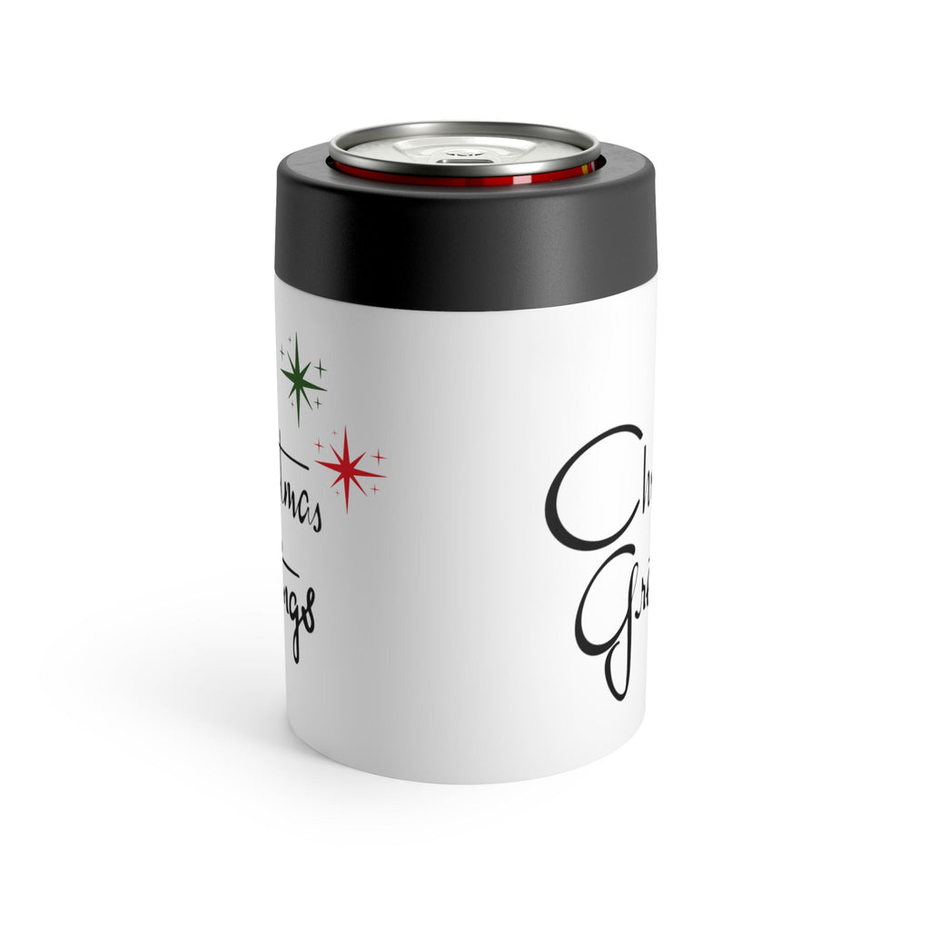 Christmas Greetings Starburst Mid Century Retro Christmas Print Stainless Steel Can Holder