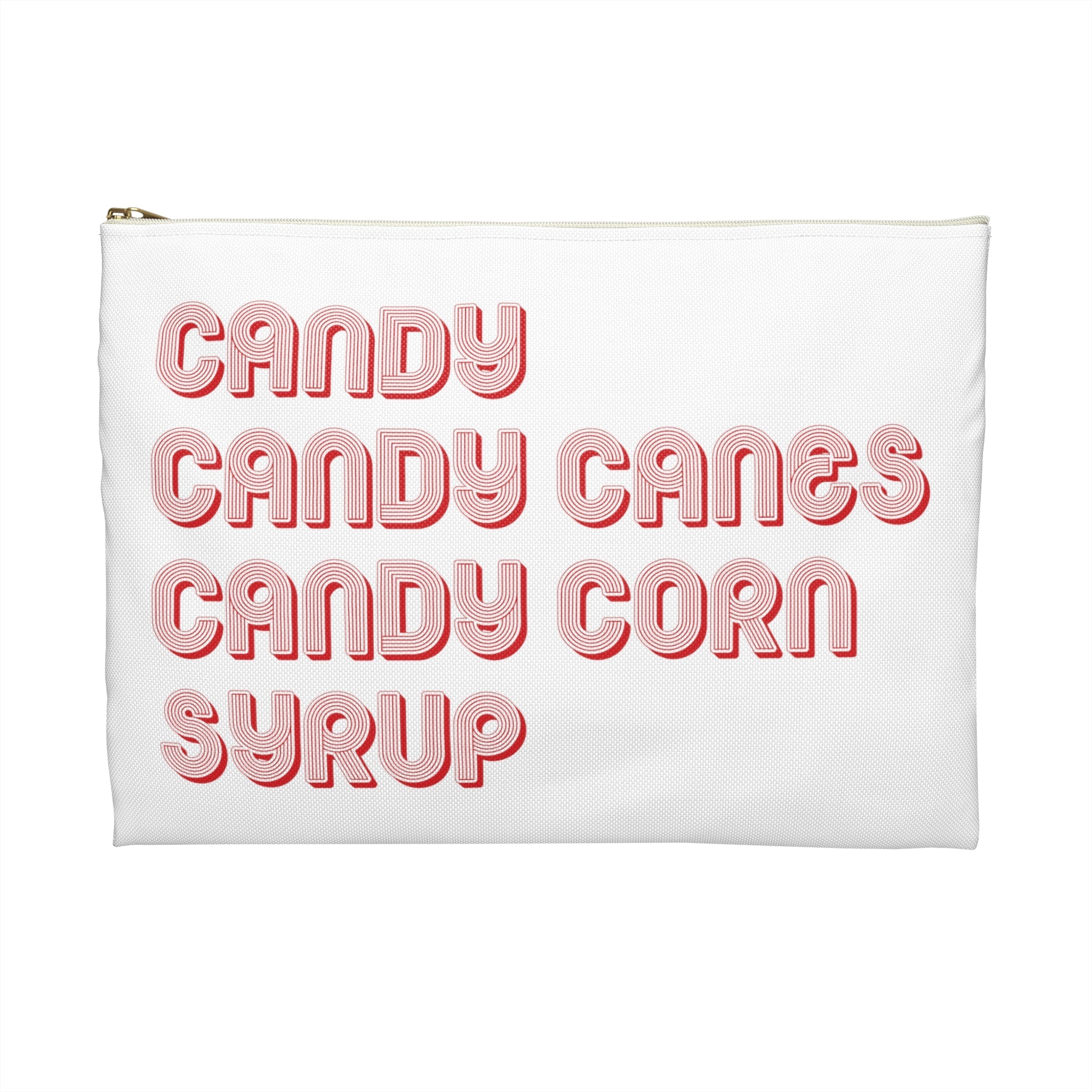 The Elf Four Main Food Groups Candy Candy Canes Candy Corn Syrup Christmas Elf Inspired Accessory Pouch Travel Bag