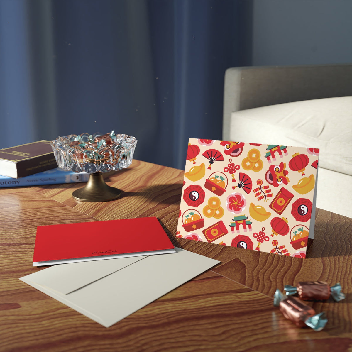Lunar New Year Of The Dragon Spring Festival Holiday Matte Greeting Cards (8, 16, and 24 pcs)