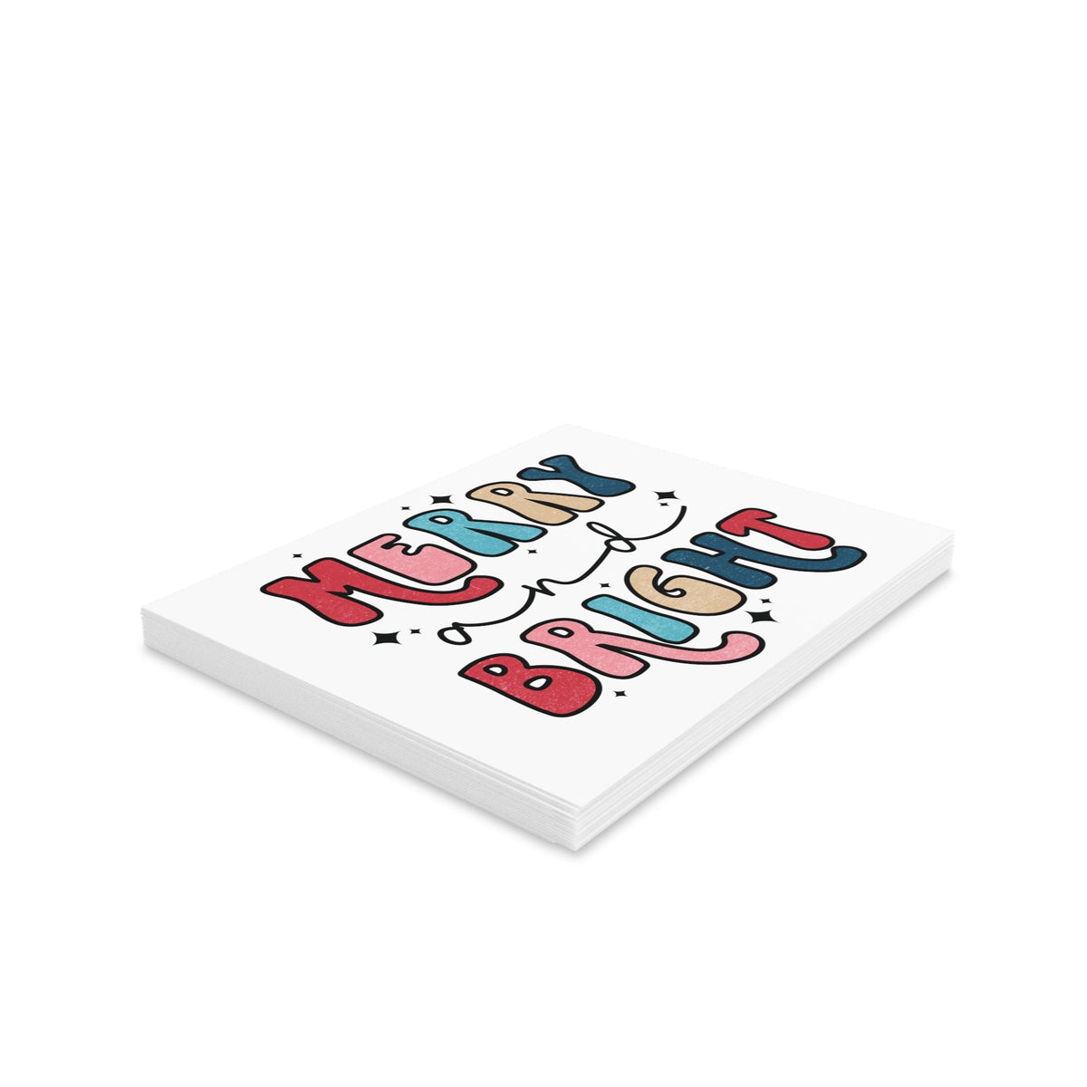Merry And Bright Christmas Print Matte Greeting Cards (8, 16, and 24 pcs)