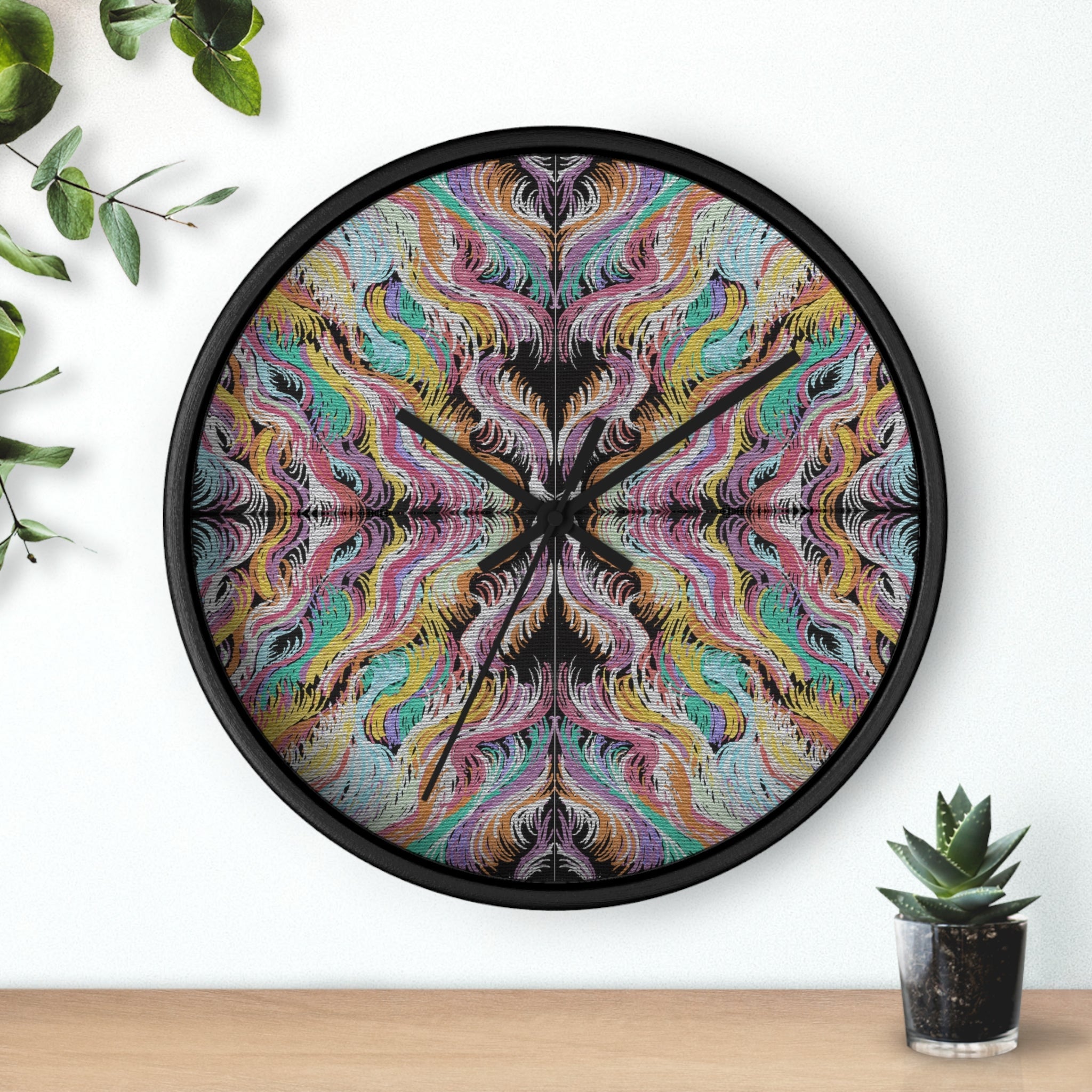 Goddess Vibes Caden Caraco Art Print Mosaic Wooden Black Silent Wall Clock