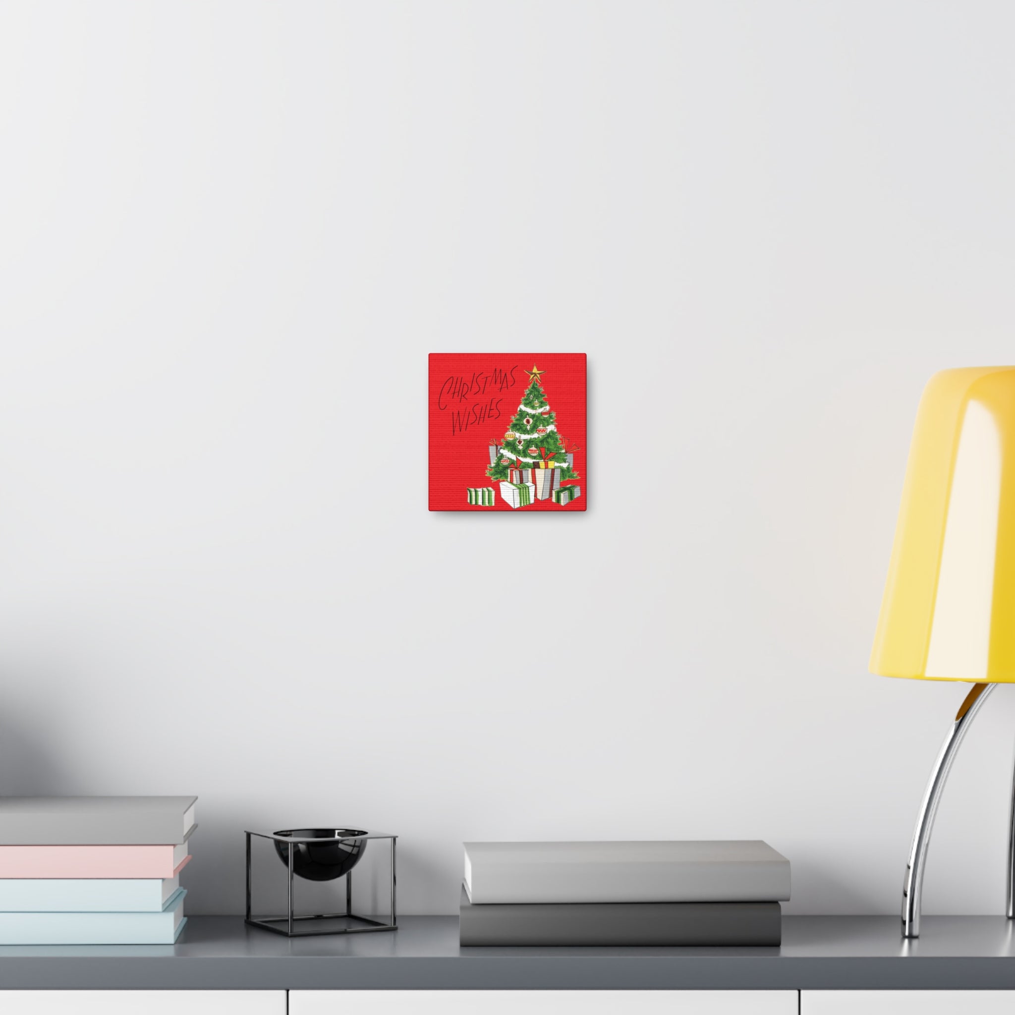 Christmas Wishes Christmas Tree Mid Century Retro Christmas Print Canvas Gallery Wrap