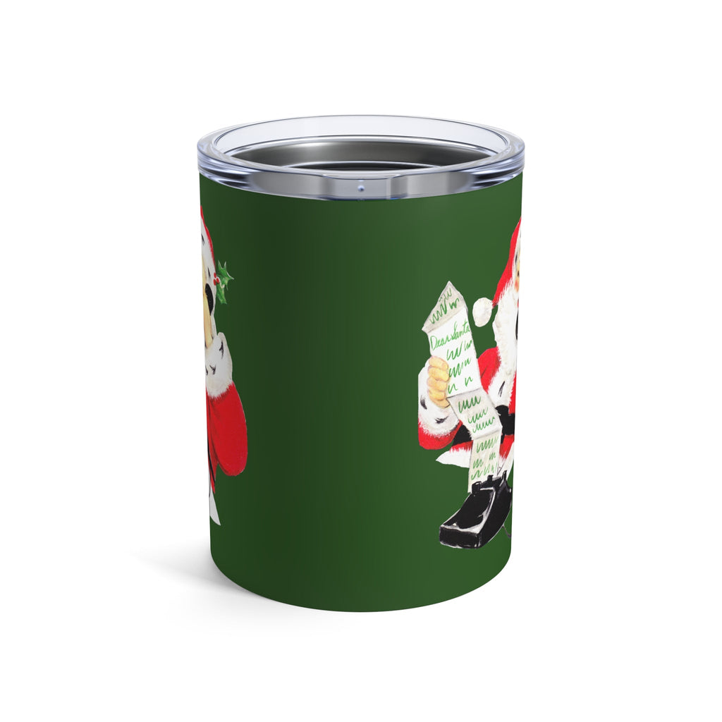 Santa Checking His List On Telephone Vintage Retro Christmas Print Stainless Steel Tumbler 10oz