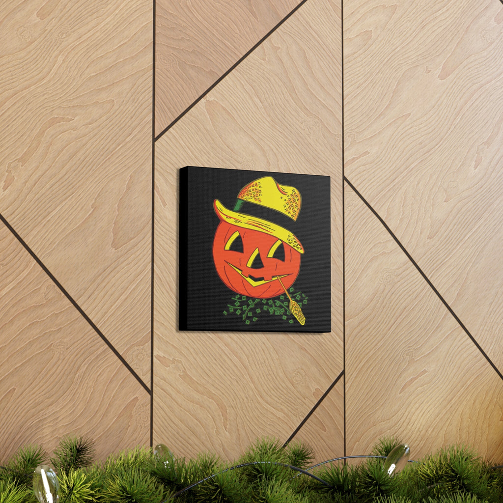 Halloween Scarecrow Retro Halloween Decor Print Canvas Gallery Wrap