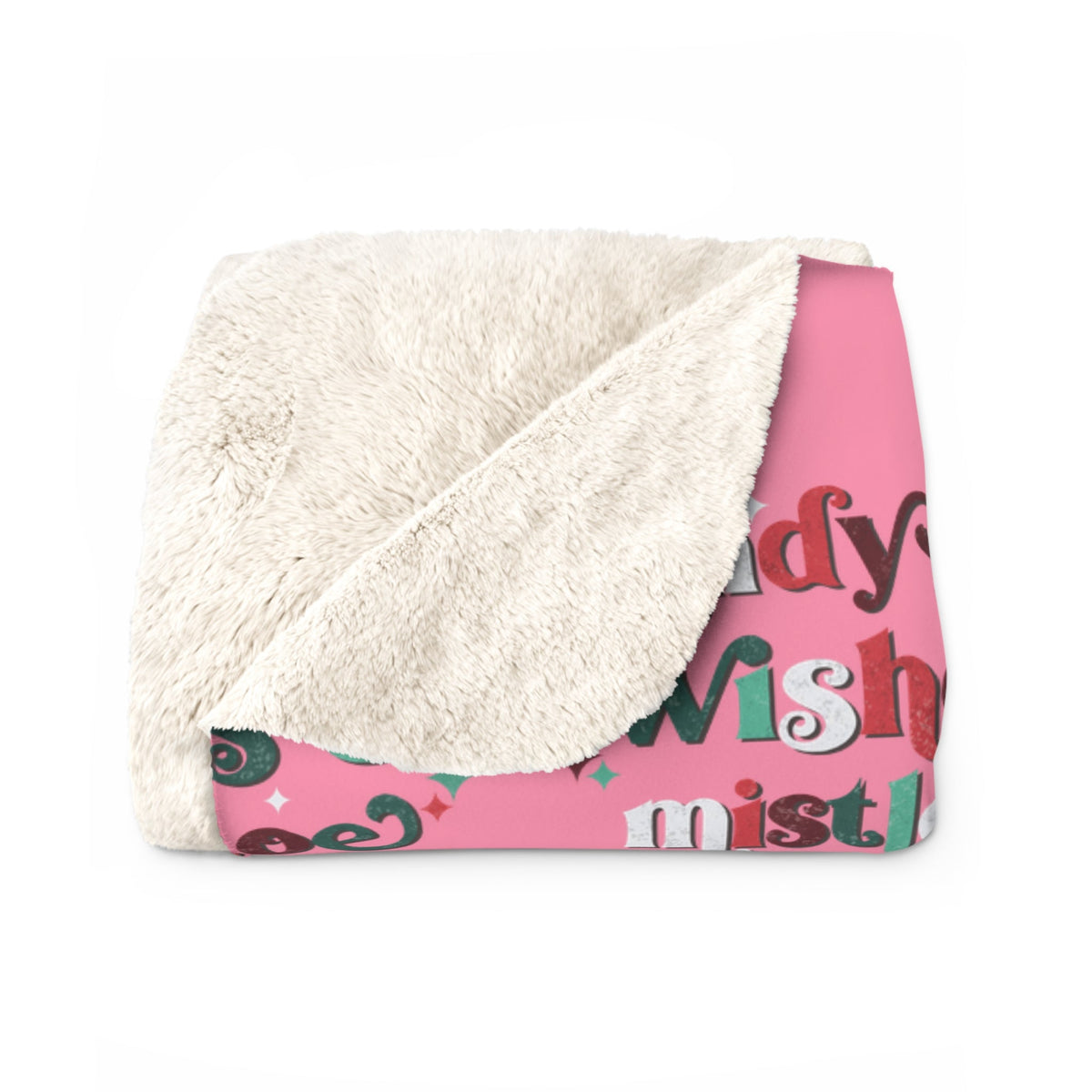 Candy Cane Wishes And Mistletoe Kisses Sherpa Fleece Blanket