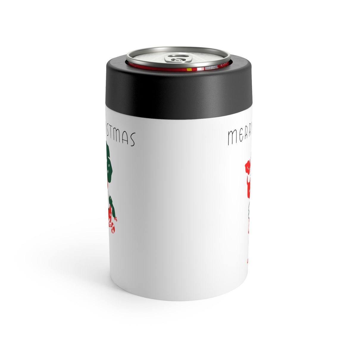 Merry Christmas Santa Mid Century Retro Christmas Print Stainless Steel Can Holder