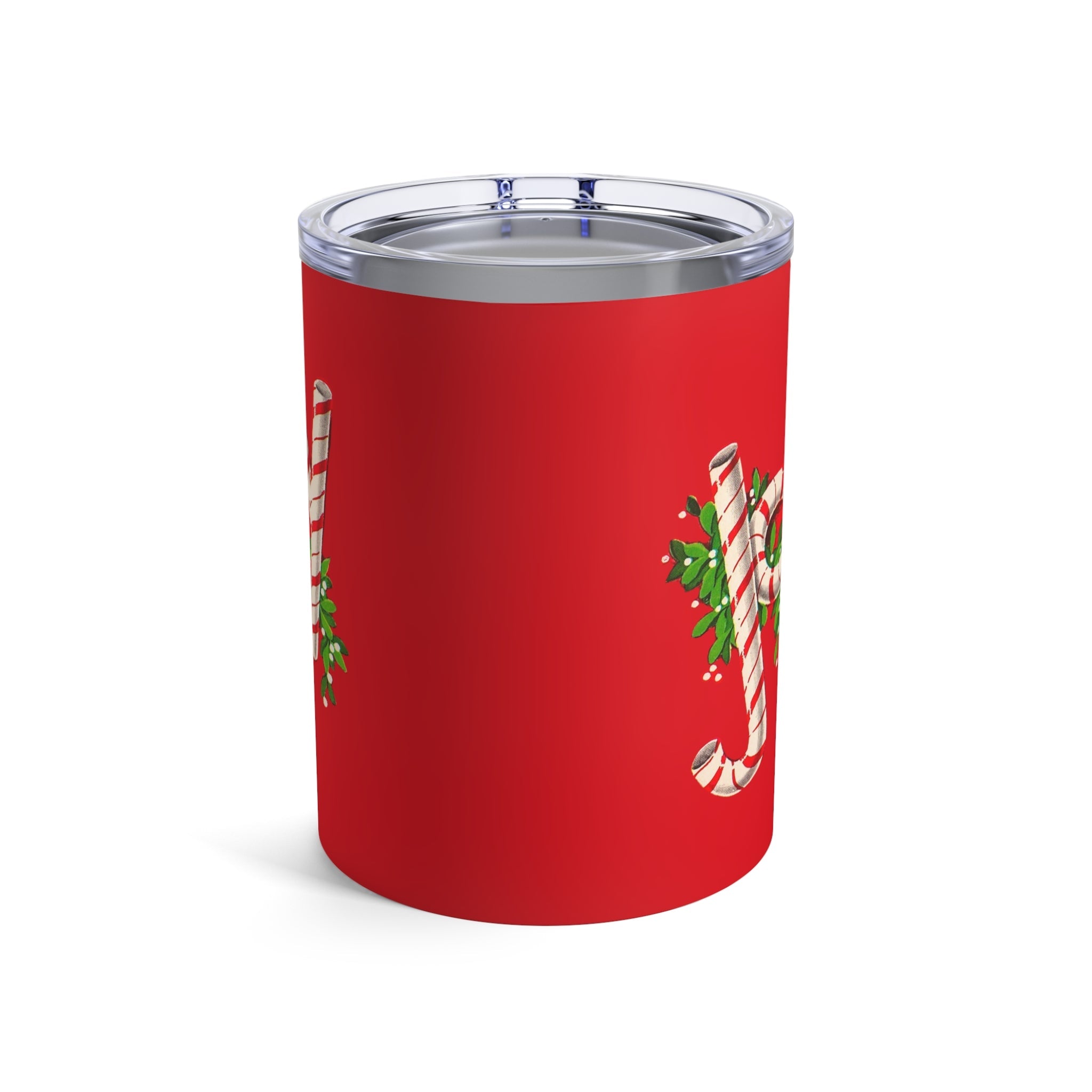 Joy Candy Canes Mid Century Retro Christmas Print Stainless Steel Tumbler 10oz