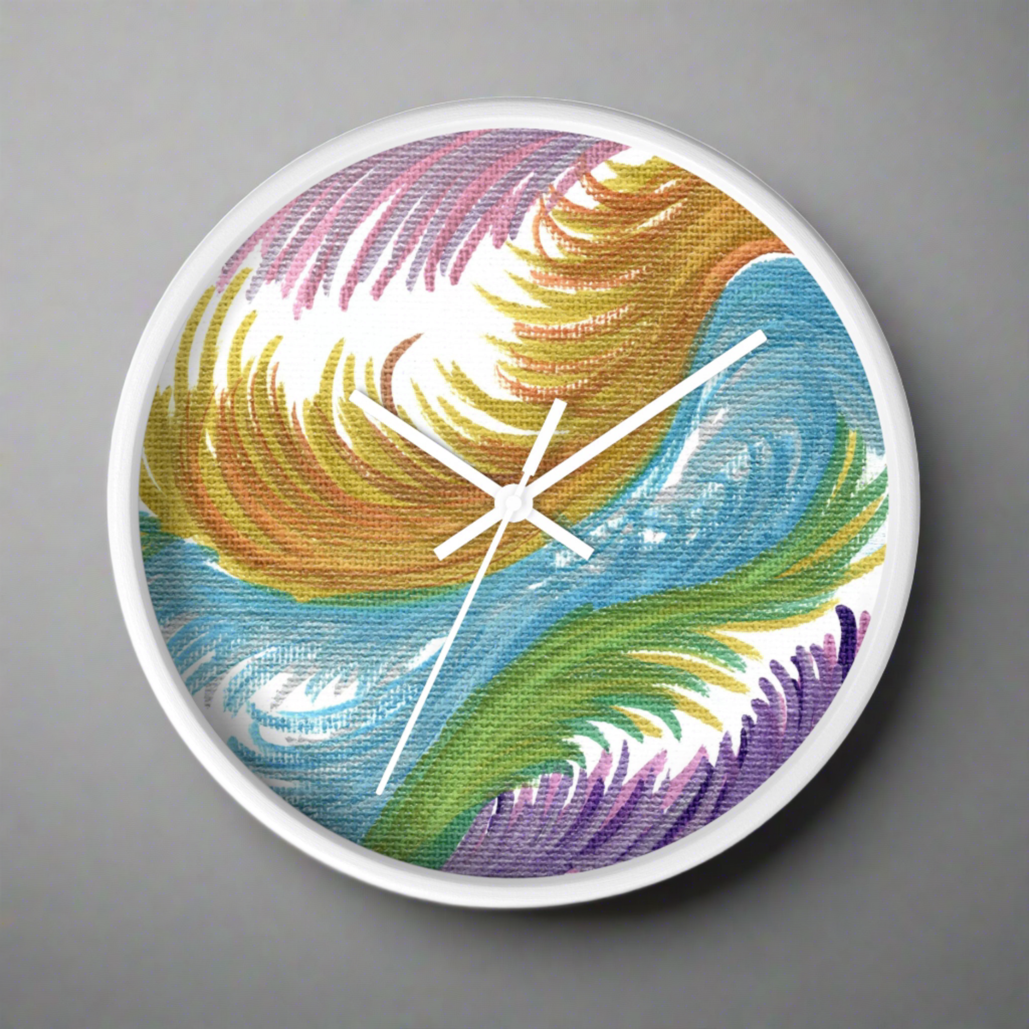 Space Feathers Caden Caraco Silent White Wooden Wall Clock