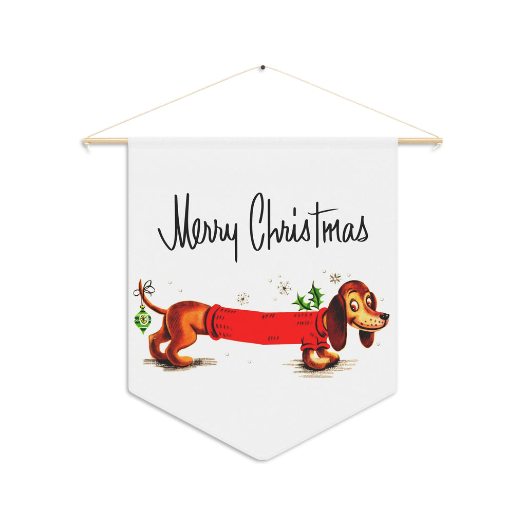Merry Christmas Cute Christmas Dachshund Wiener Dog Retro Christmas Print Wall Hanging Banner Flag