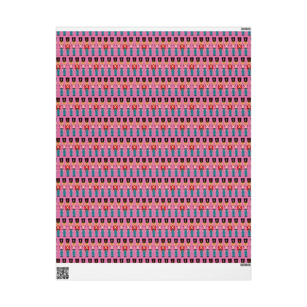 Christmas Toy Soldiers Pink Mid Century Retro Christmas Style Holiday Gift Wrap Paper - Glossy Or Matte