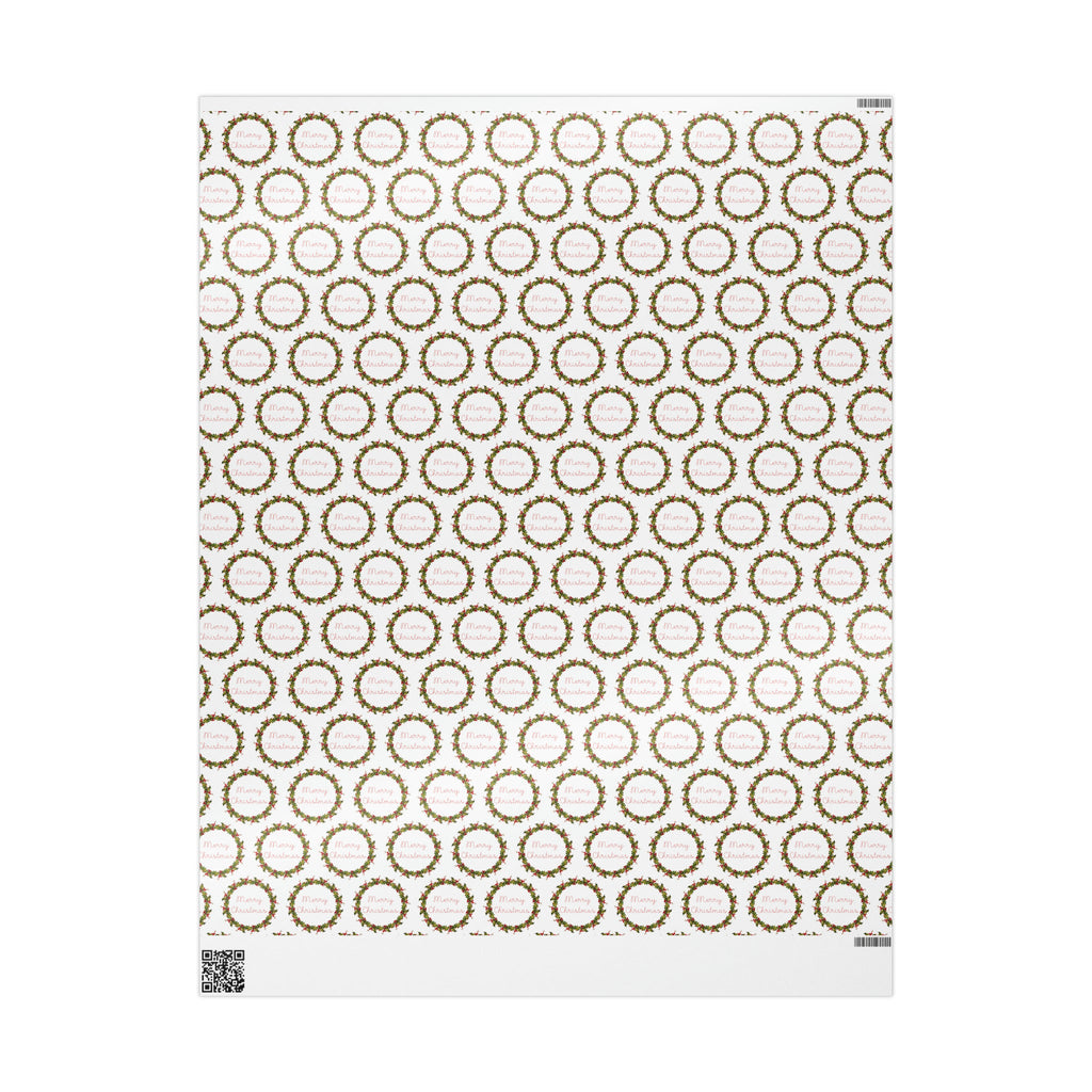 Merry Christmas Wreath Retro Christmas Print Holiday Gift Wrap Paper - Glossy Or Matte