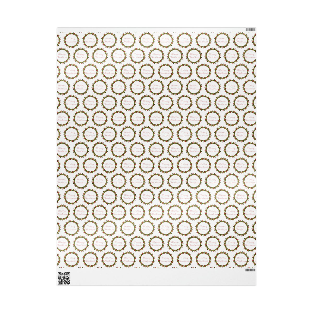 Merry Christmas Wreath Retro Christmas Print Holiday Gift Wrap Paper - Glossy Or Matte