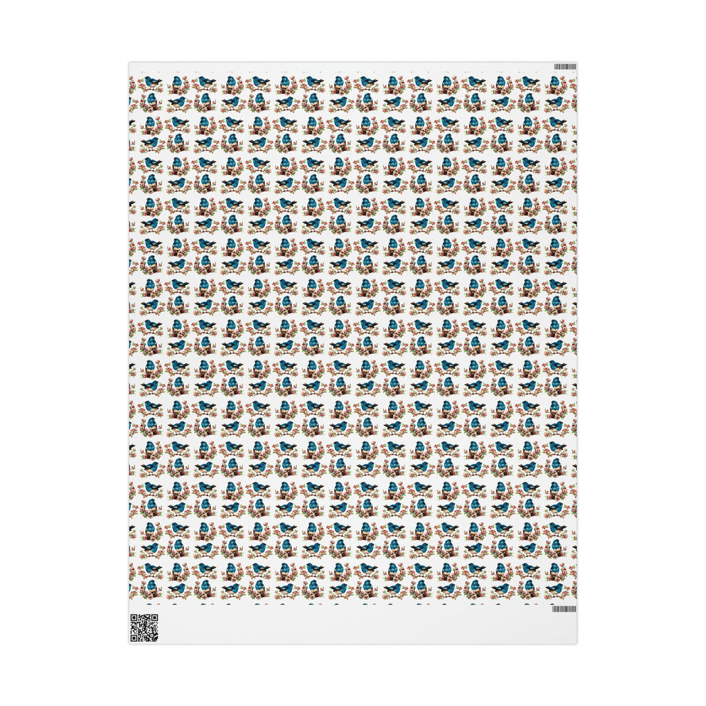 Spring Bluebirds Retro Print Holiday Gift Wrap Paper - Glossy Or Matte