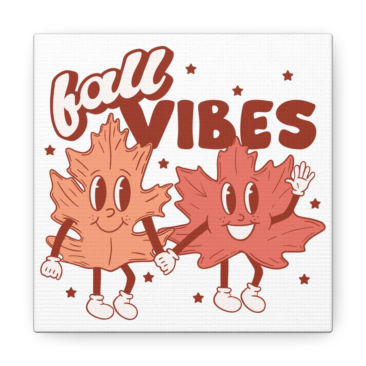 Fall Vibes Leaf Friends Retro Style Fall Autumn Canvas Gallery Wrap