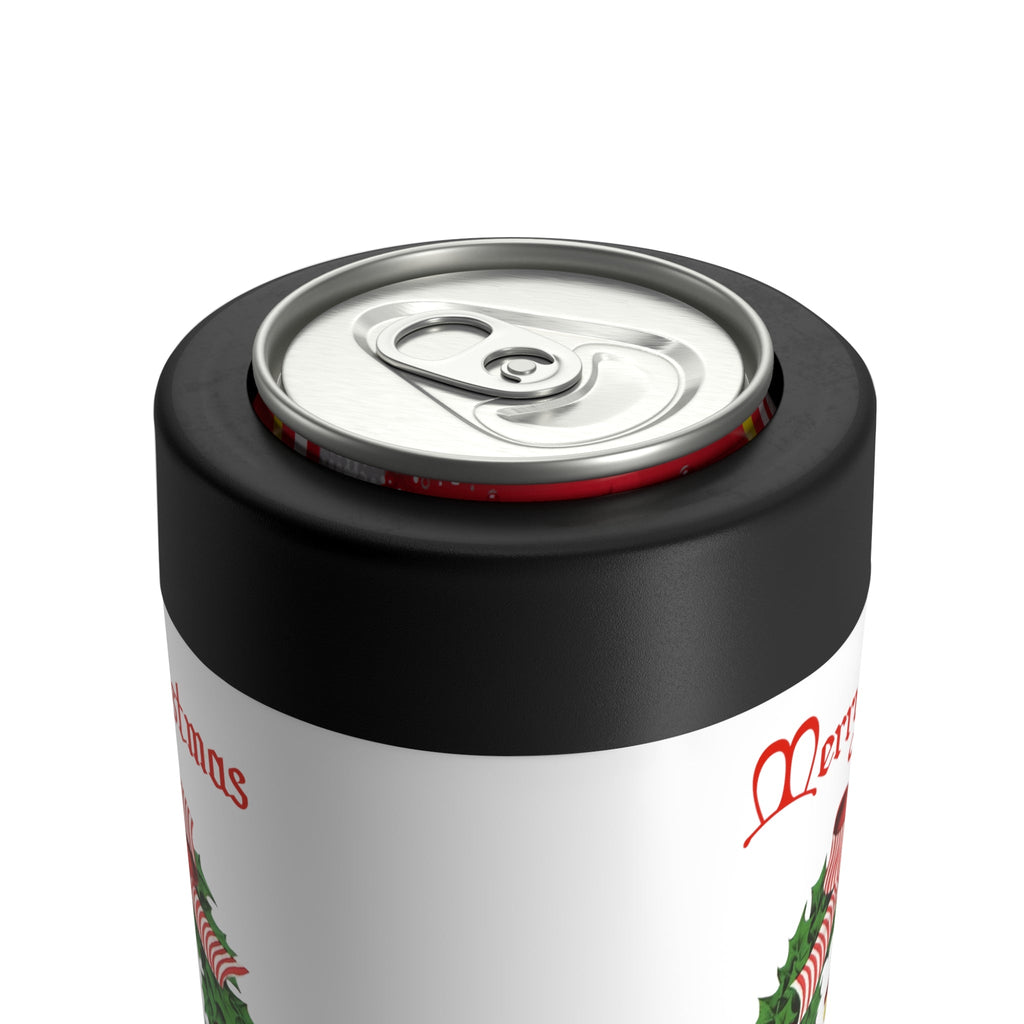 Merry Christmas Wreath Retro Christmas Print Stainless Steel Can Holder
