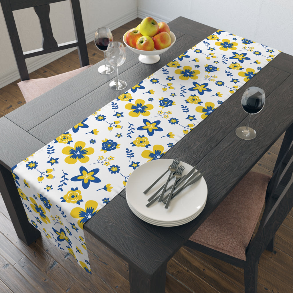 Ukrainian Country Flowers Spring Polyester Table Runner