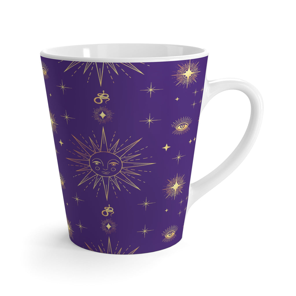 Celestial Gold Sun Stars Purple Latte Mug